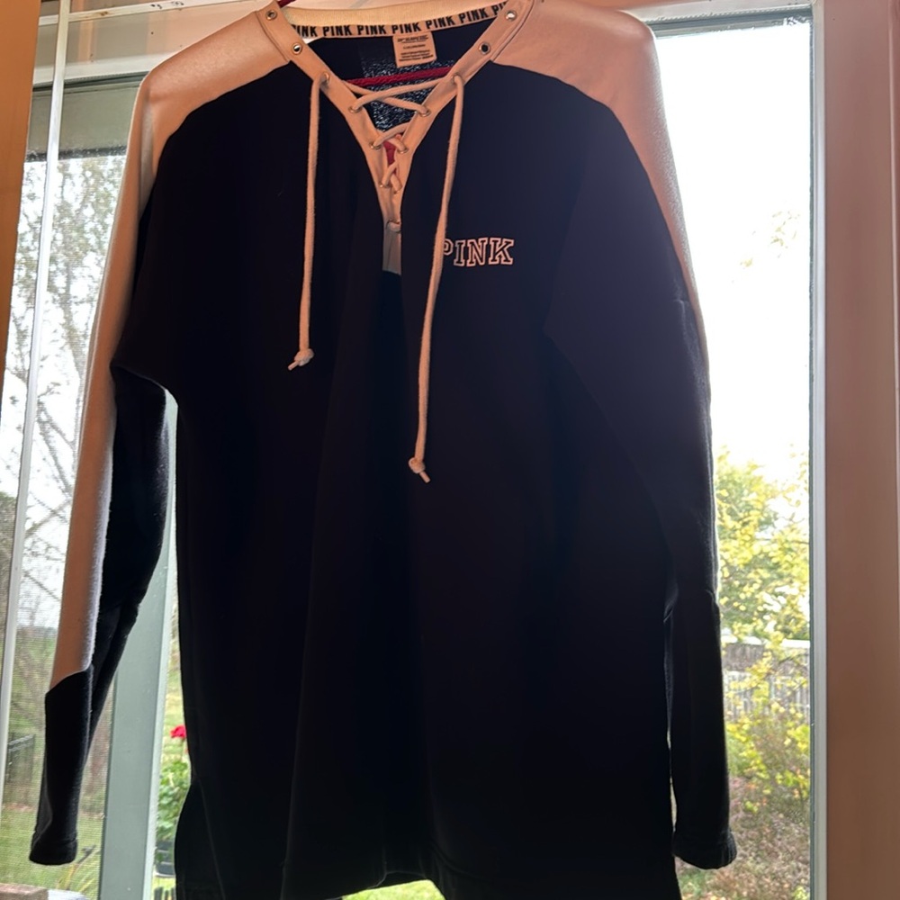 Victoria’s Secret Love Pink Jersey size Large in black/white with pink rose